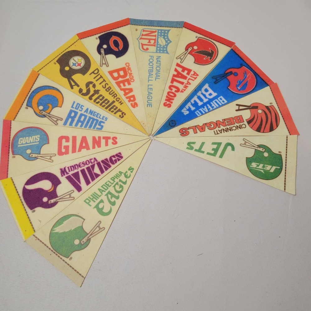 Vintage NFL Mini Pennant Collection Retro Football Team Helmet Logos 11 Pc. Set